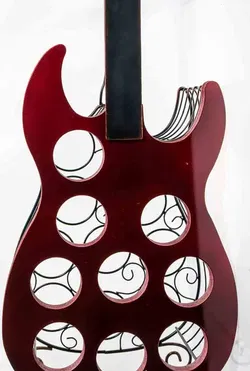 Weinregal in Gitarrenform, ca. 110 cm hoch, 9-Flaschen-Standregal, Metall/Holz, dunkelbraun - Bild 5