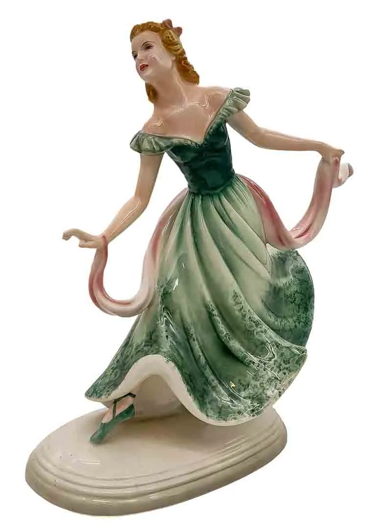 Große Rokoko-Tänzerin – Handbemalte Porzellanfigur (Höhe 38 cm) – mit Fingerschaden! - Bild 1