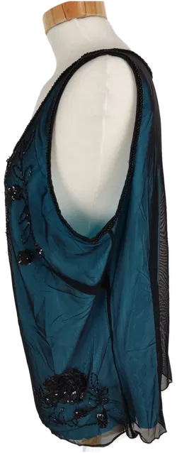 Exklusives Damen Top, Pik Ass, in schwarz/blau mit Pailletten, Gr. 46 - Bild 2