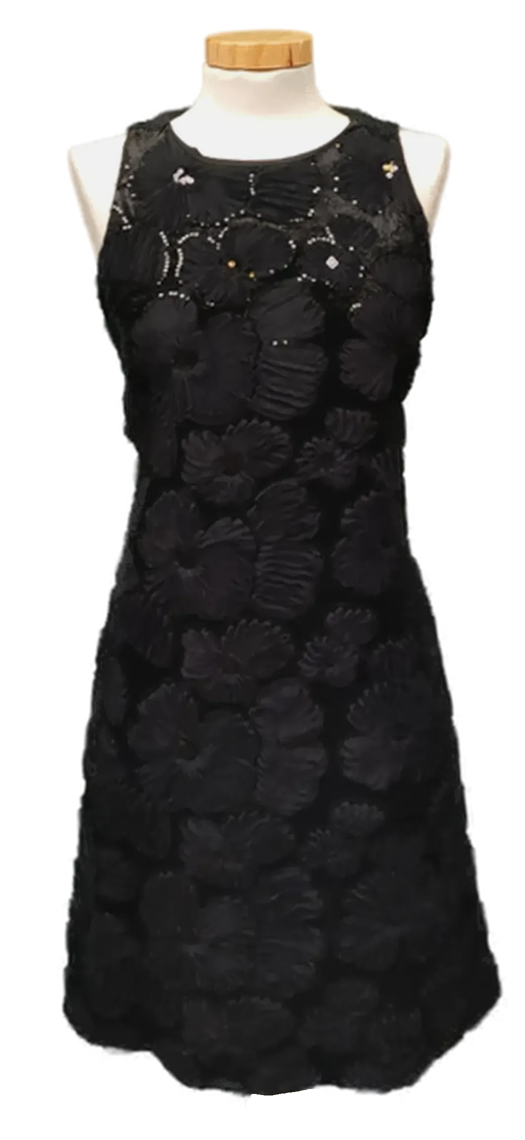 ZARA Damen Samt-Minikleid mit 3D Blüten schwarz Gr. XL - Bild 1