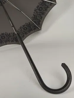 Vintage-Flanierschirm / Sonnenschirm / Damenschirm - grau geblümt - Bild 4