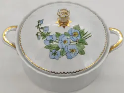 Eschenbach Porzellan / Keramik Suppenterrine / Schüssel Handbemahlt mit Goldrand ca 20cm  - Bild 2