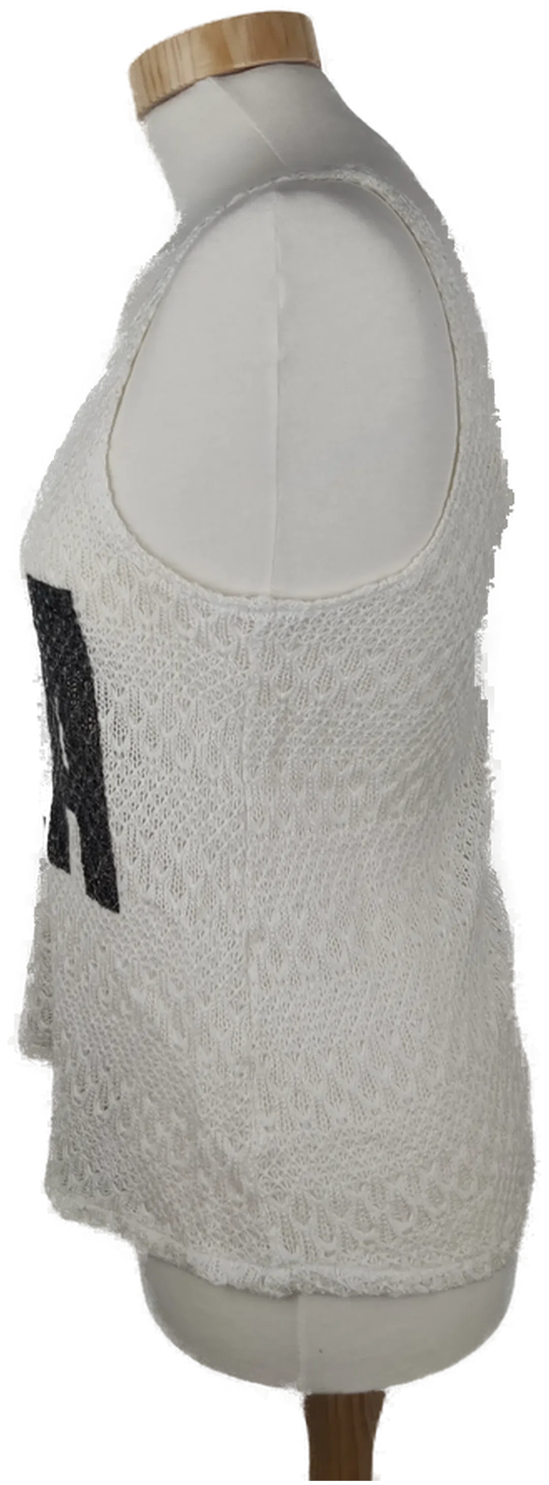 Top "Tally Weijl", ärmellos mit Rundhalsausschnitt, gestrickt, weiß mit Aufdruck, Größe XS – Bild 2
