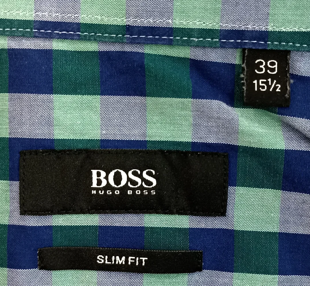 Hugo Boss Herrenhemd kariert grün/blau Gr. M – Bild 3