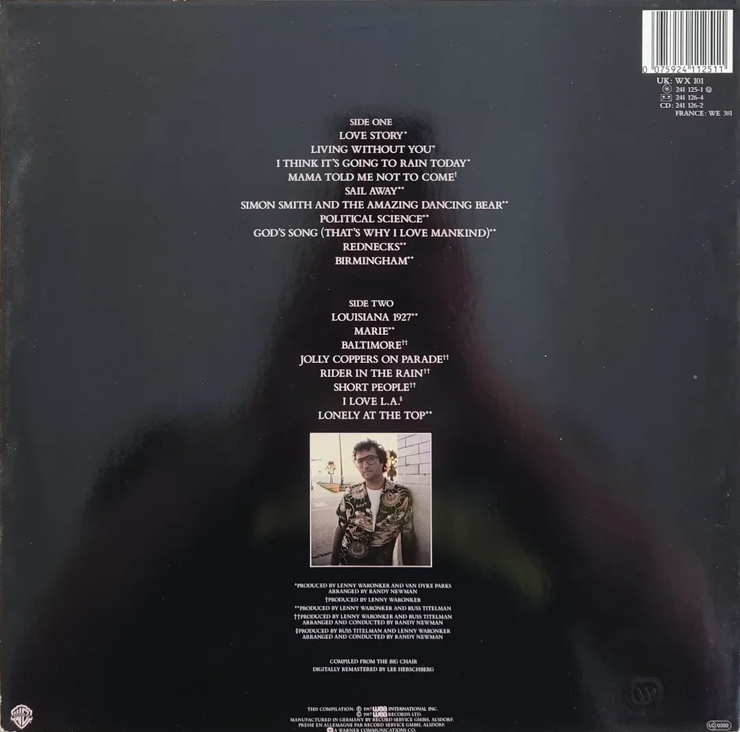 LP Vinyl Randy Newman "Lonely at the Top" – Bild 2
