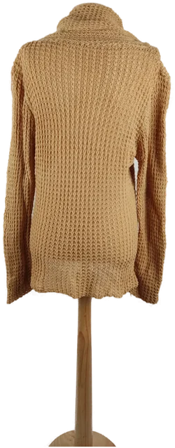 Asymmetrischer Damen Strickpullover mit Rollkragendetails, Braun, Gr. M - Bild 3