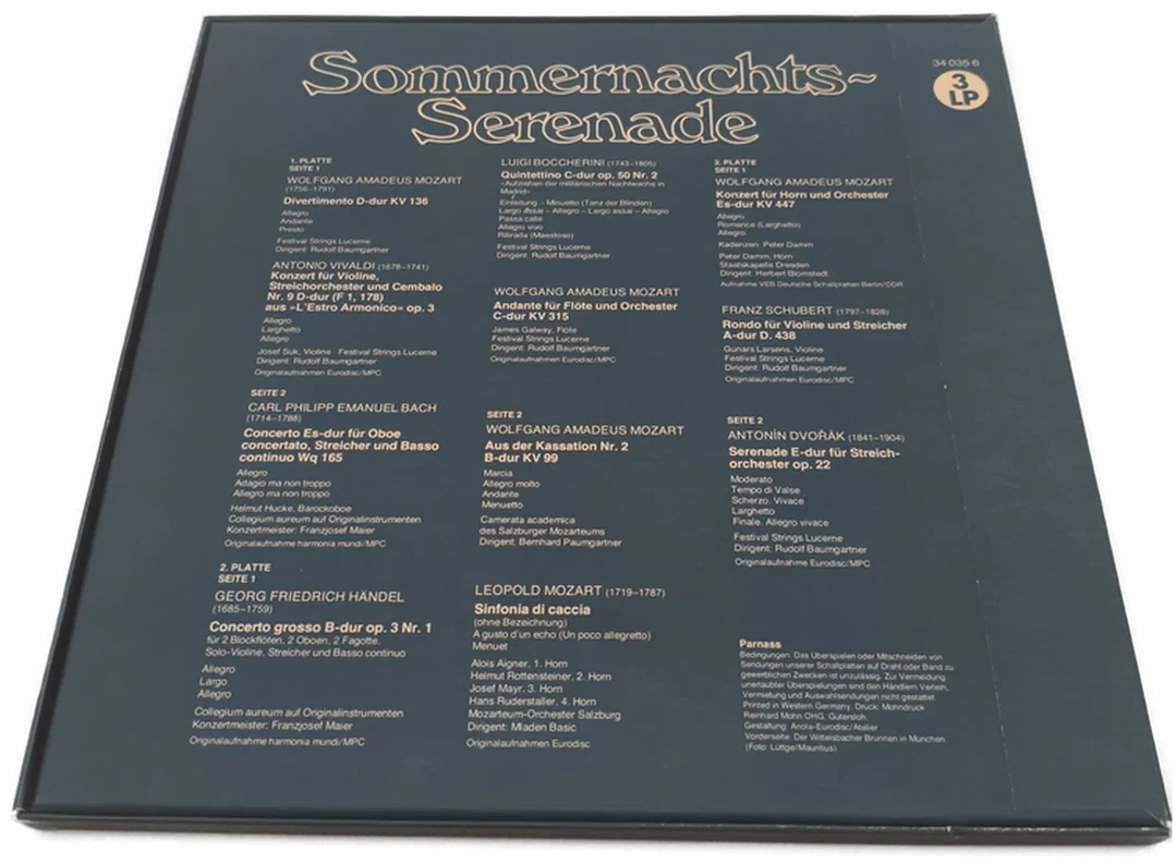 "Sommernachts-Serenade" Werke von Vivaldi-Händel-Boccherini-Mozart-Dvorák und anderen 3 LP – Bild 2