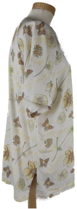 Bluse "C&A" kurzarm mit Rundhalsausschnitt, beige mit Muster, Größe XL – Vorschau 2