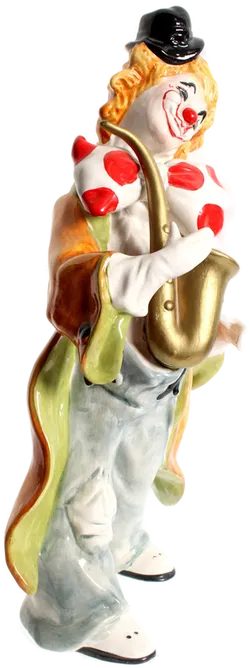 Große Clown Porzellanfigur mit Saxophon – Handbemalt – ca. 50 cm – Deko Sammlerfigur - Bild 4
