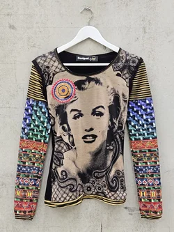 DESIGUAL Damen 90´s Langarmshirt, gemustert  Gr. S