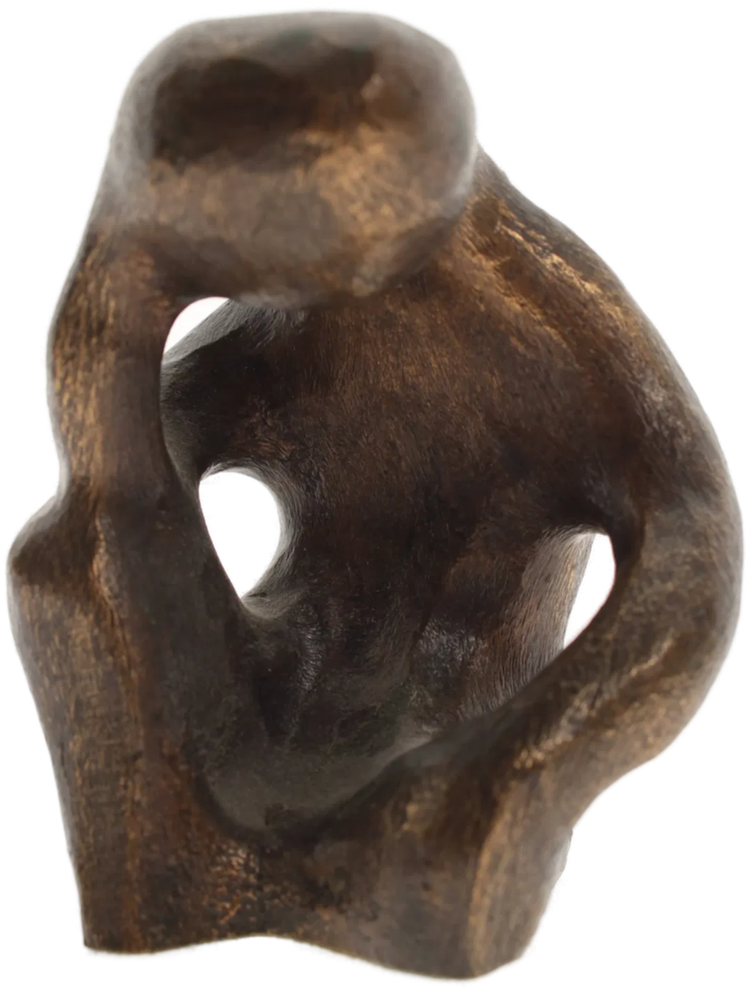 Massive Bronze-Skulptur „Der Denker“ – signiert & punziert – abstrakte Kunstfigur mit grünem Filz - Bild 1