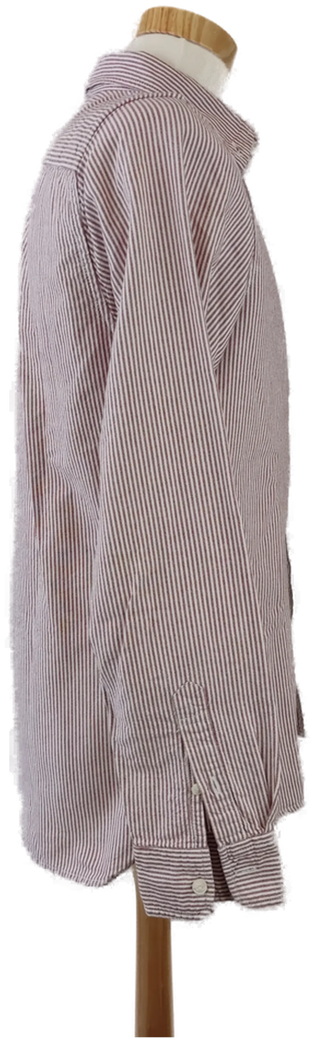 Pull&Bear Herrenhemd rot-weiß gestreift - Gr. M (eng geschnitten) – Bild 2