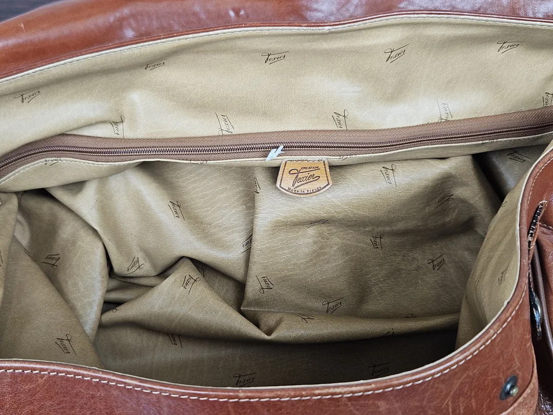 Texier Vintage Leder Reisetasche, braun  – Bild 11
