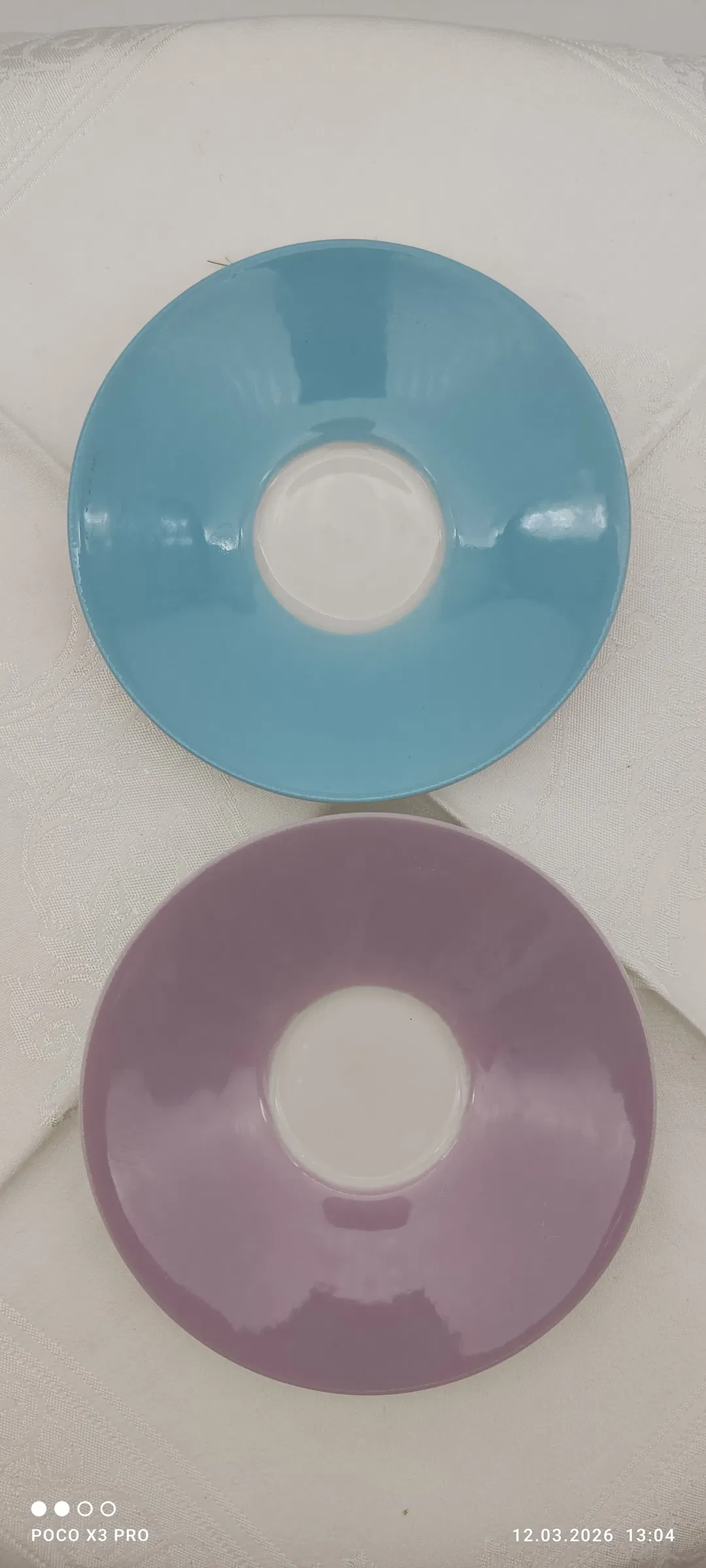 Lilien Porzellan Mokka-Untersetzer 2er Hellblau/Lila | Vintage - Bild 4