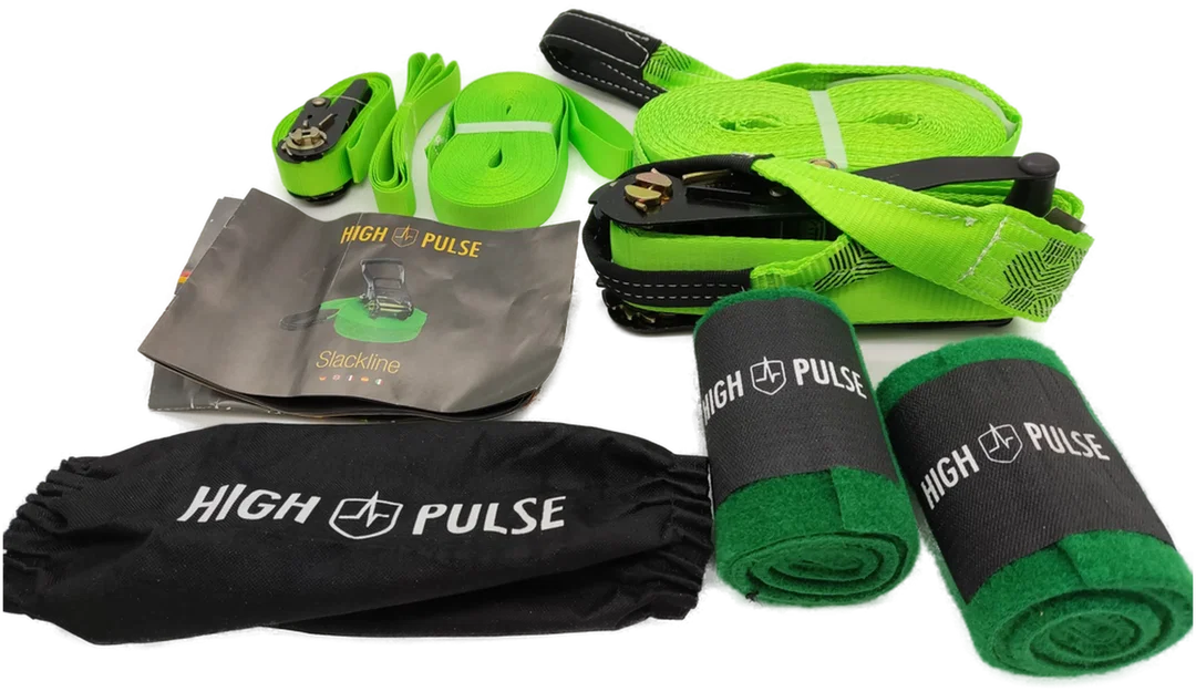 High Pulse Slackline-Set 15 m – Komplettes Slackline-Set (12,5 m Band + 2,5 m Ratschenband) – Bild 3