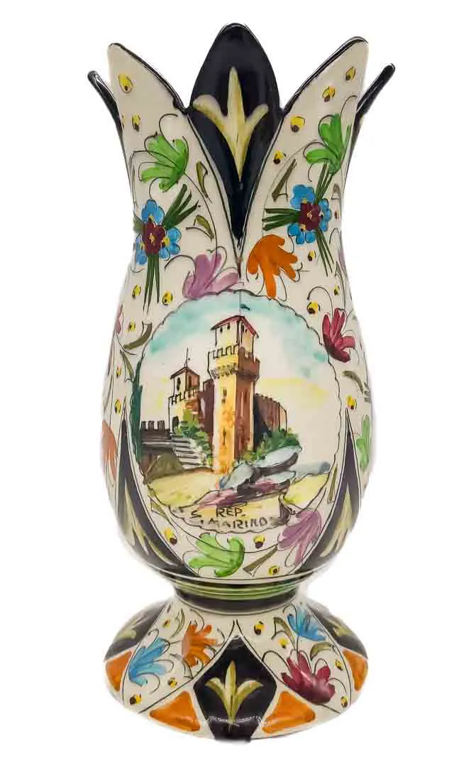 Elegante Porzellanvase mit Blumendekor -mit Motive: 
