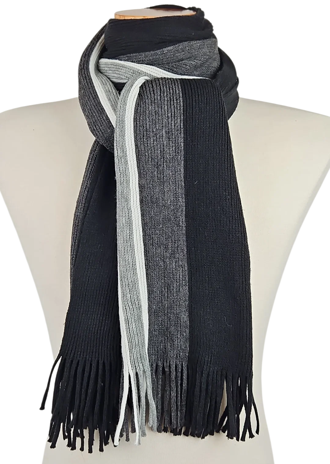 Herren Schal - schwarz/gestreift – Bild 2