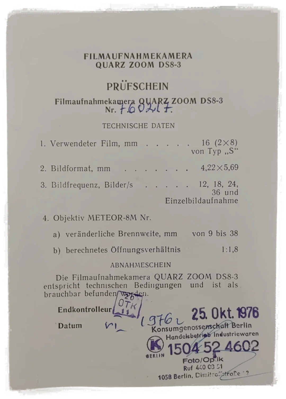Quarz Zoom DS8-3 Filmkamera aus dem Jahr 1976 – Bild 6