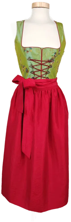 Salzburger Dirndl-Look Damen Trachten Kleid, grün/schwarz/rot - Gr. XS - Bild 1
