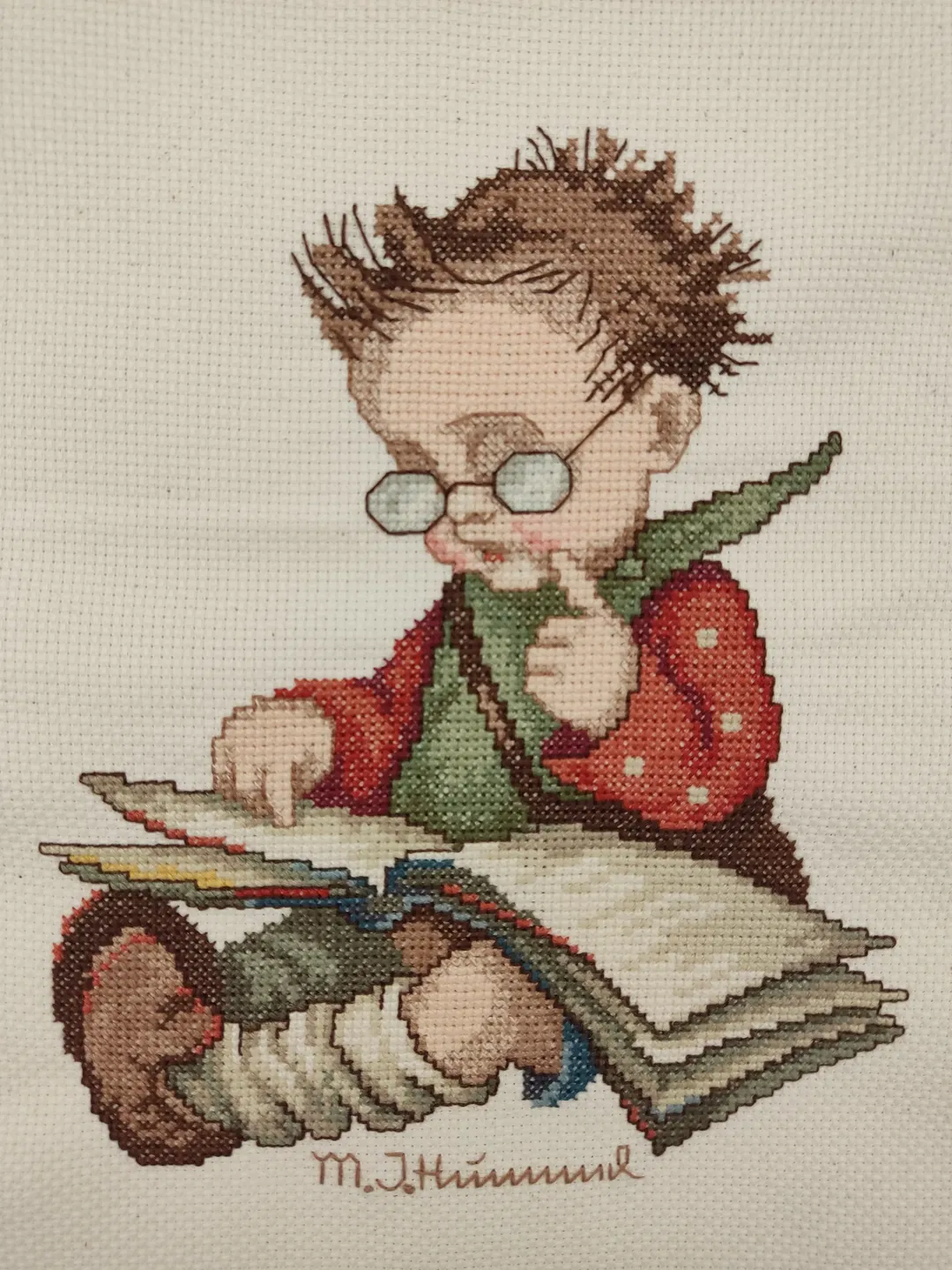 M. J. Hummel-Kreuzstich-Bild: Lesender Junge - Bild 1