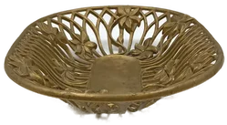 Jugendstil Messingschale "MOD DEP" – Ovale Dekoschale mit floralem Durchbruchmuster – Vorschau 3