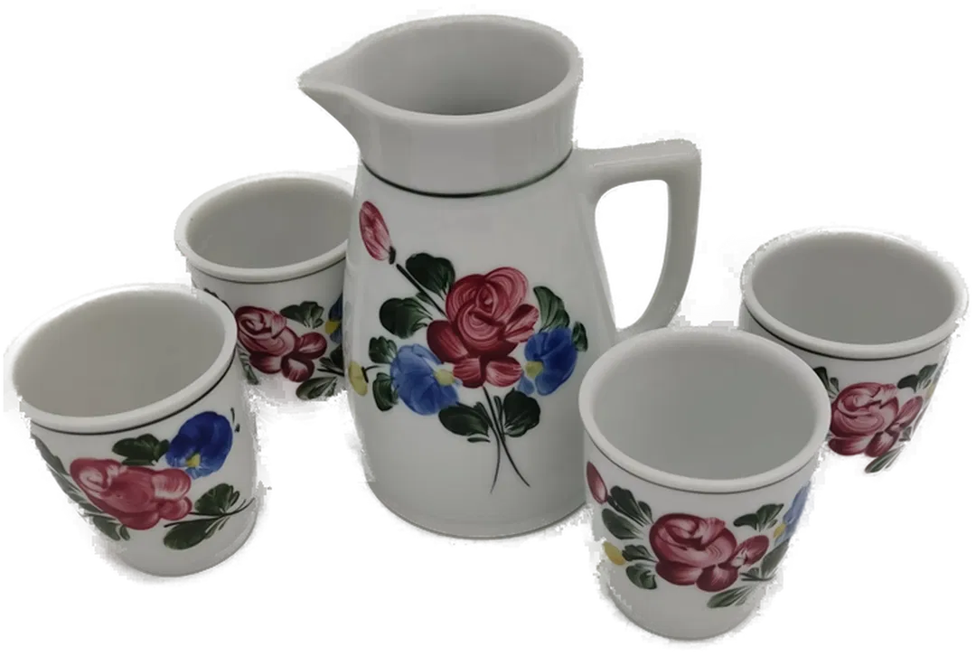 Lilien Porzellan Alpenflora Krug mit 4 Stk. Tassen  - Bild 1