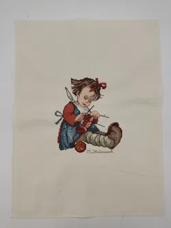 M. J. Hummel-Kreuzstich-Bild: Strickendes Mädchen - Bild 2