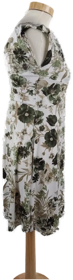 Damen Sommerkleid Ärmellos, weiß mit grünem Blumenmuster, Gr. 38 - Bild 2