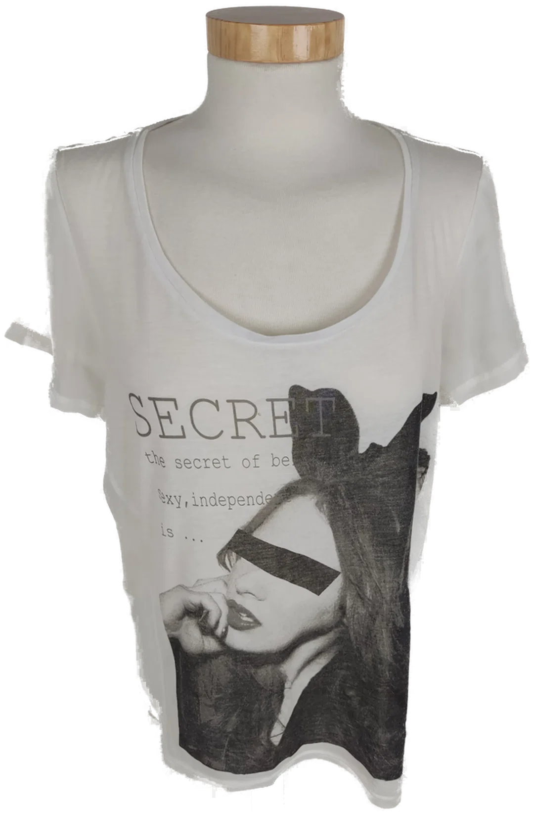 T-Shirt "Vero Moda", kurzarm mit Rundhalsausschnitt, weiß mit Aufdruck, Größe M – Bild 1