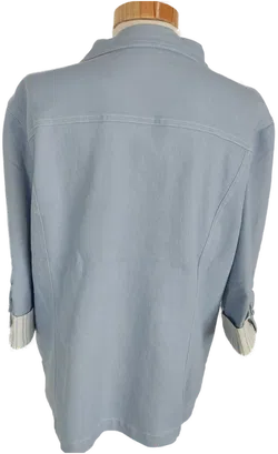 Jacke dreiviertelarm mit Kragen, hellblau/gestreift mit Taschen, Größe 44 - Bild 3