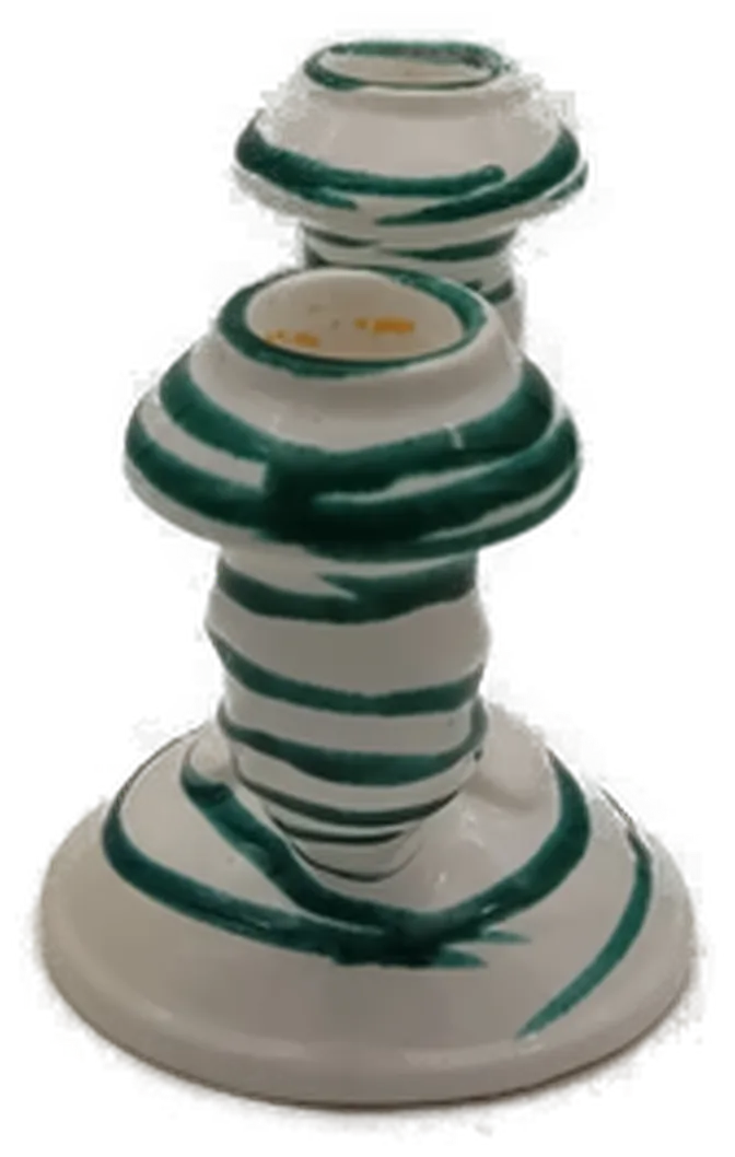 Gmunder Keramik Kerzenhalter grüngeflammt, Höhe 11 cm – Bild 2