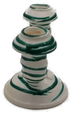 Gmunder Keramik Kerzenhalter grüngeflammt, Höhe 11 cm - Bild 2