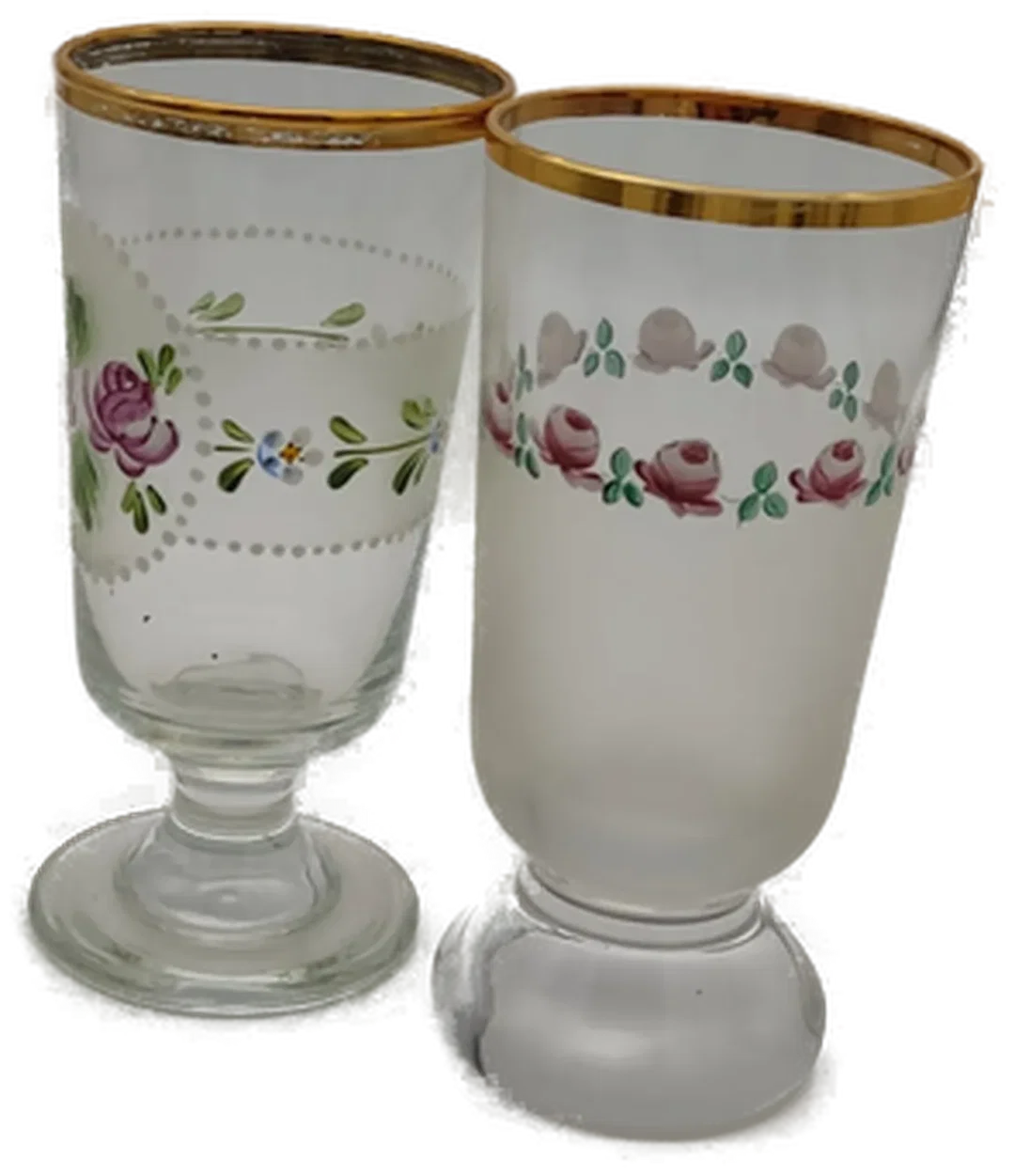 Böhmische Fussbecher / Teegläser mit Emaille-Malerei – Bild 3