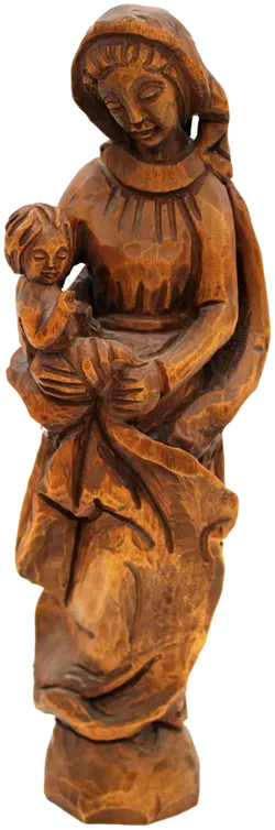 Madonna mit Kind – Holzskulptur, handgeschnitzt, natur, ca. 33,5 cm - Bild 2