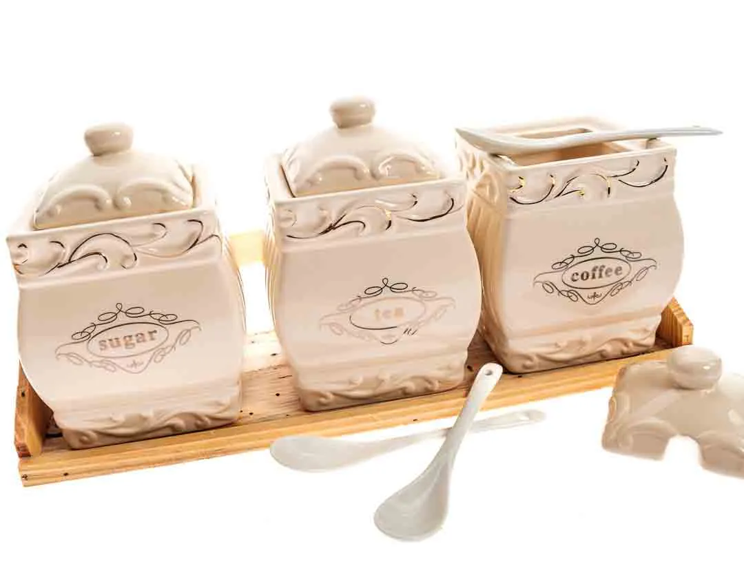 Vorratsbehälter aus Porzellan für Kaffee, Tee und Zucker – Bild 3