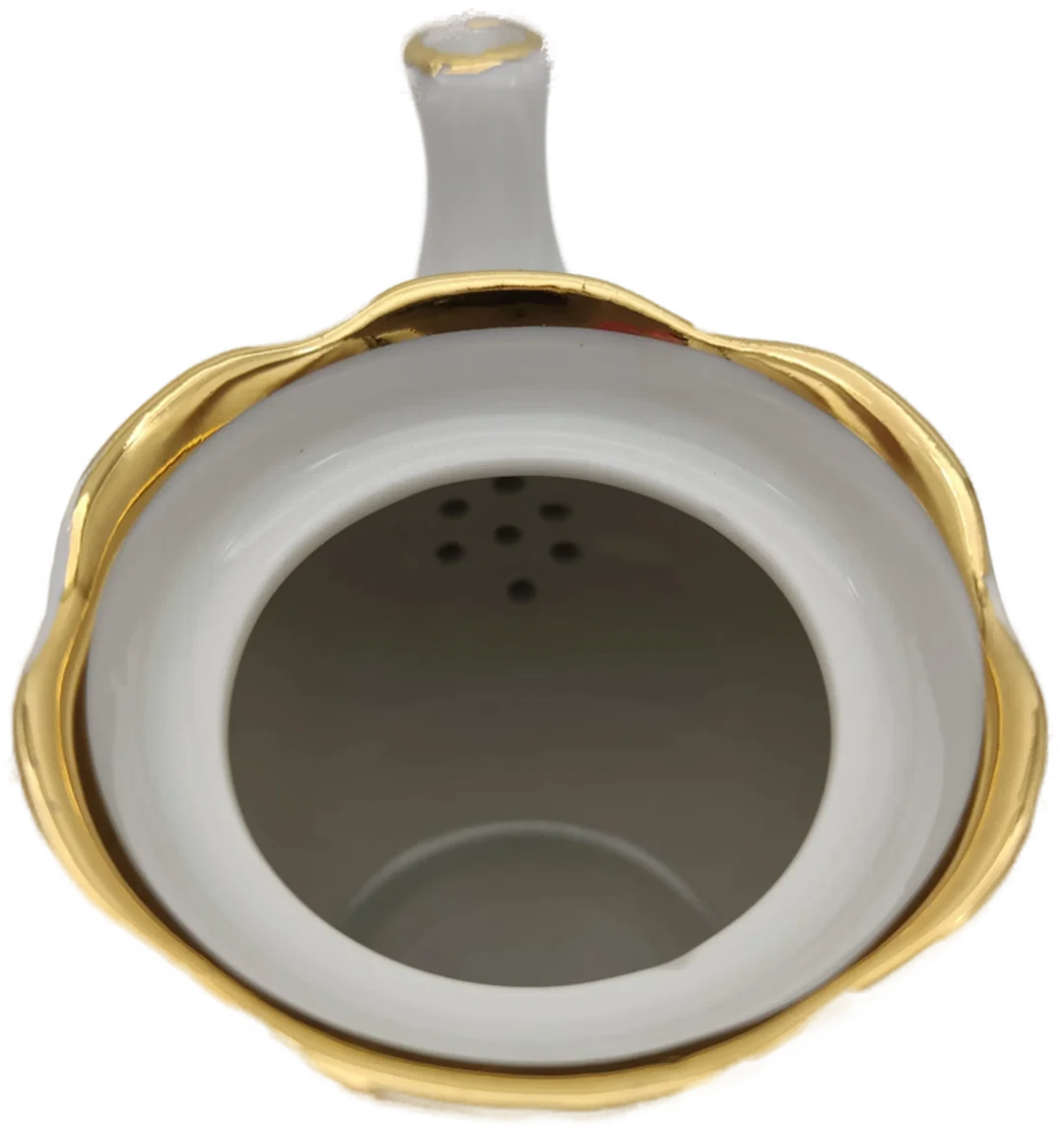 Porzellan-Teekanne mit Blumenmotiv und Gold aus Kiew | Ukrainischer Sammlerstück – Bild 5
