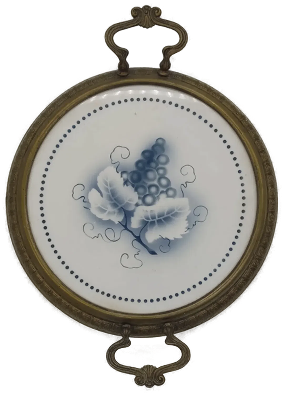 Tablett aus Messing und Porzellan ⌀ 29,5cm - Bild 1