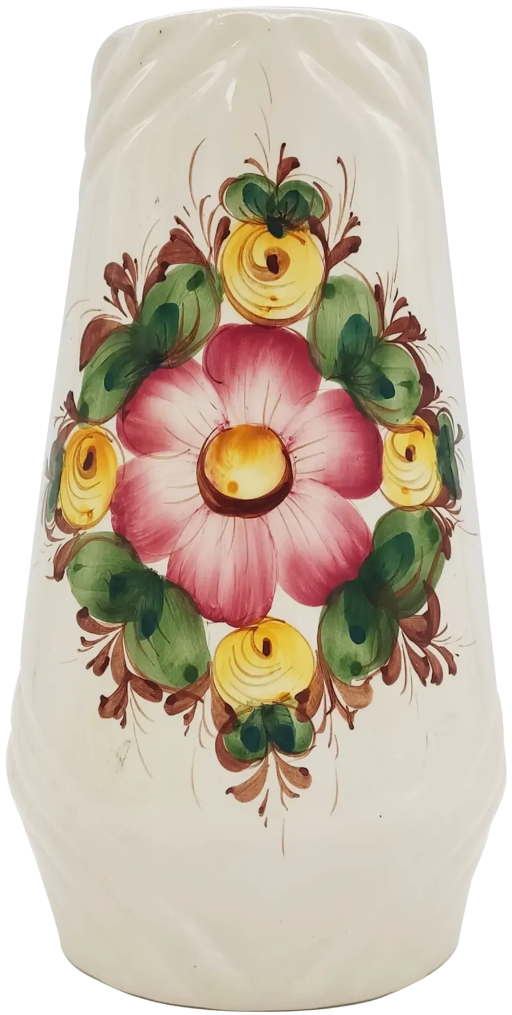 Handgemalte Vase aus Keramik mit Blumenmotiv in beige - Bild 1