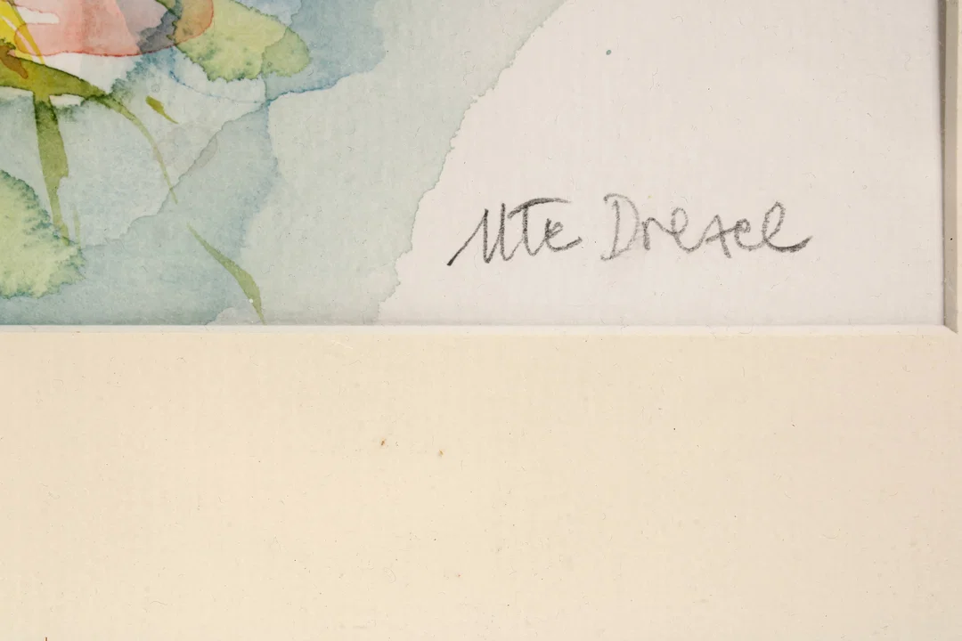 Bild Ute Dresel – Blumenstrauß, Original-Aquarell im Rahmen – Bild 2