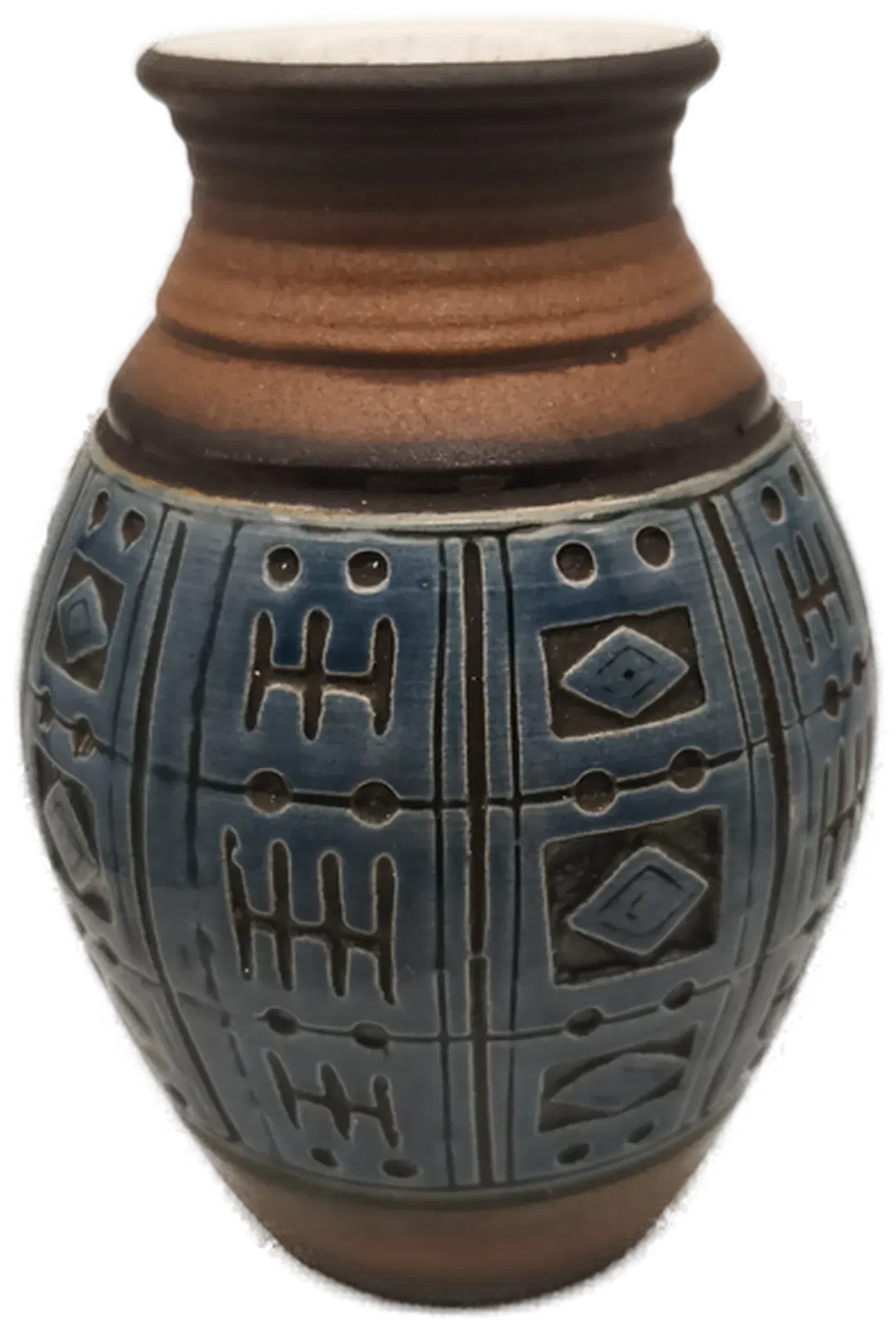 Vase vintage, braun/blau, Midcentury - Bild 1