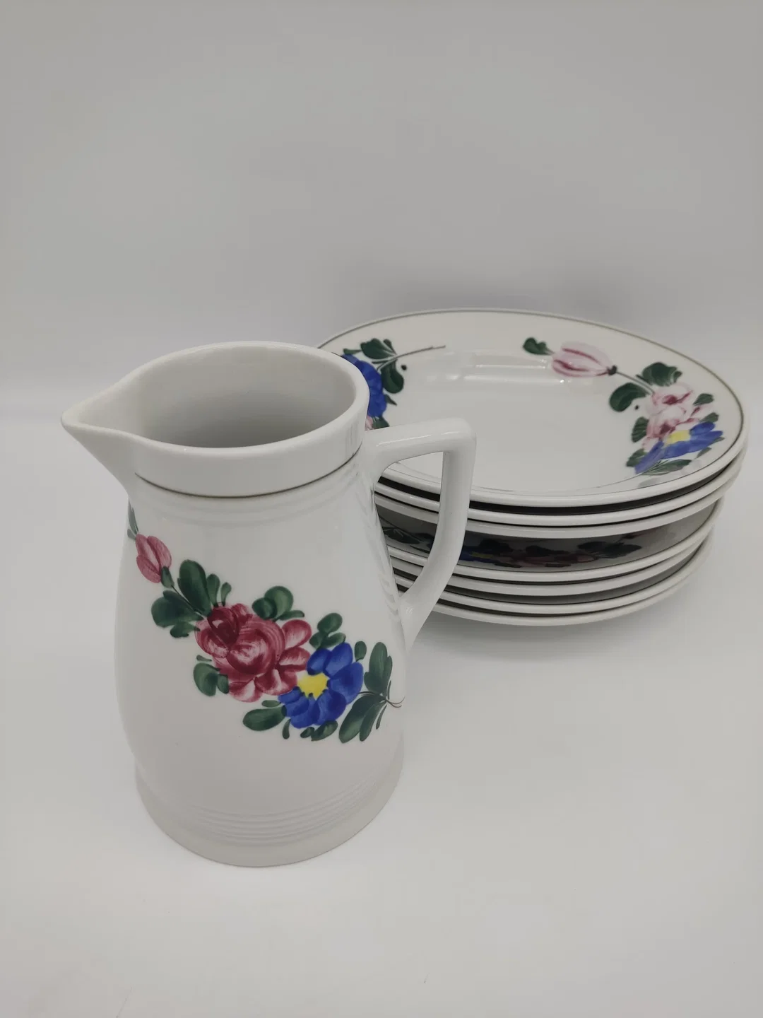 Lilien Porzellan - Kleines Set - Fleisch/Suppenteller & Krug 'Alpenflora', 8 Teile – Bild 13