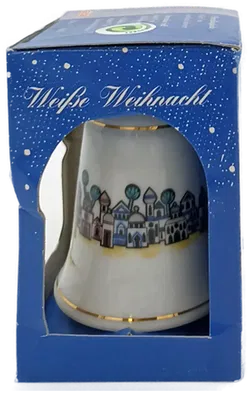 Weihnachtsglocke Porzellan weiß & bedruckt (OVP) - Bild 2