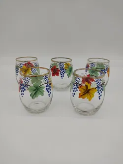 Vintage Wiener Achtelgläser, handbemalt - 5 Stück - Bild 1