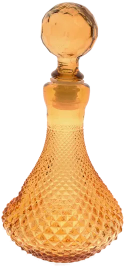 Vintage Glasflasche mit Schliffstopfen – Bernsteinfarben – Diamantschliff-Dekor - Bild 2