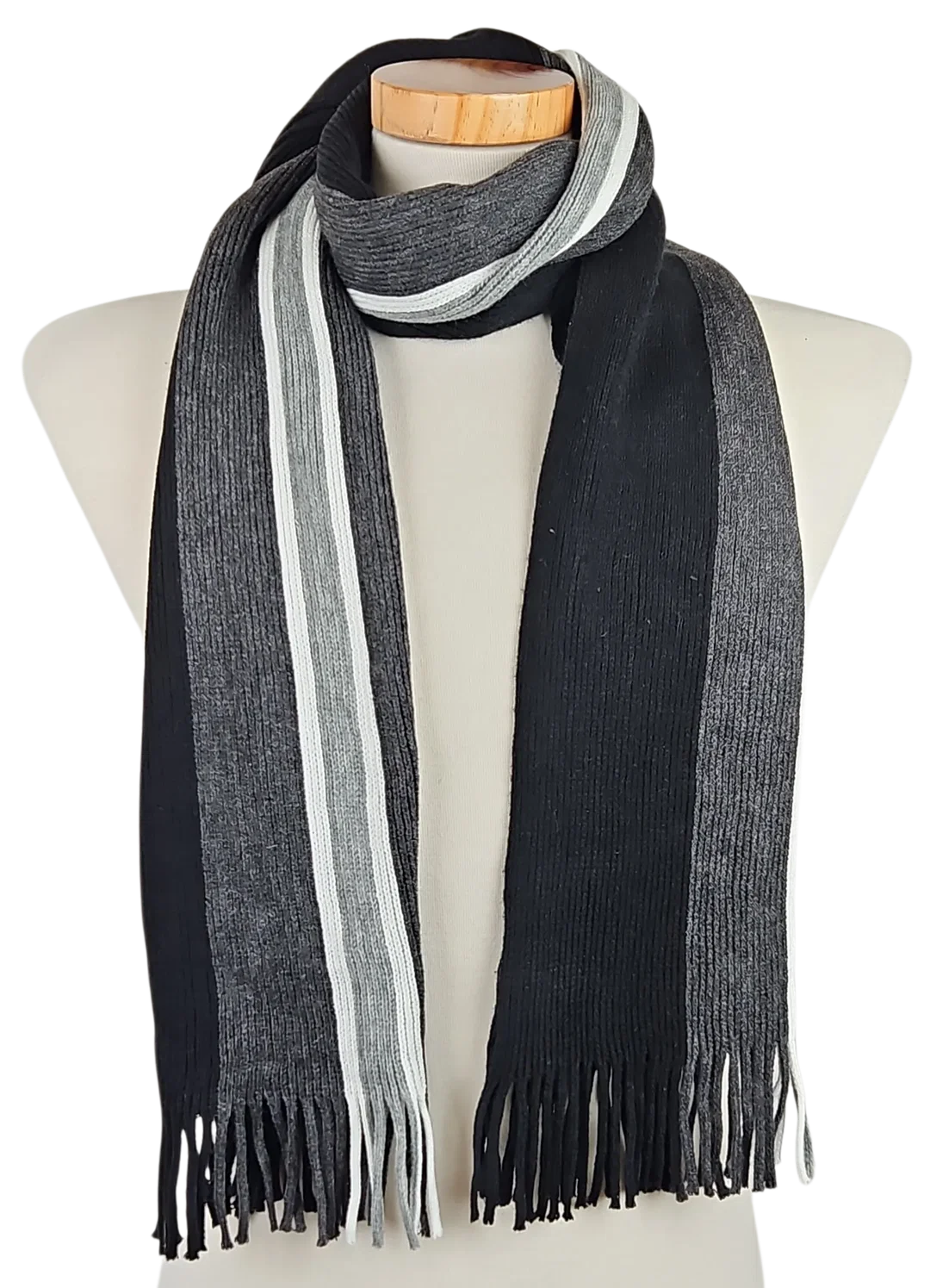 Herren Schal - schwarz/gestreift - Bild 1