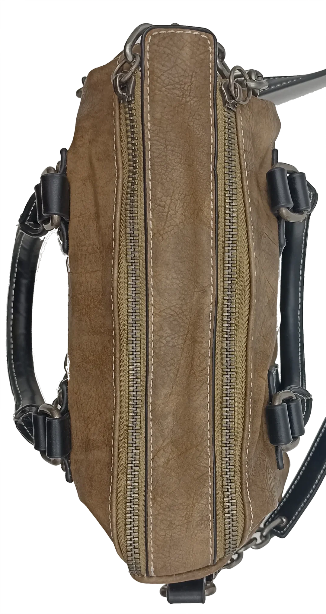 Damen Handtasche mit Nieten/ Kettendetails braun/schwarz – Bild 6