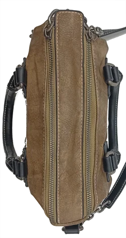 Damen Handtasche mit Nieten/ Kettendetails braun/schwarz - Bild 6