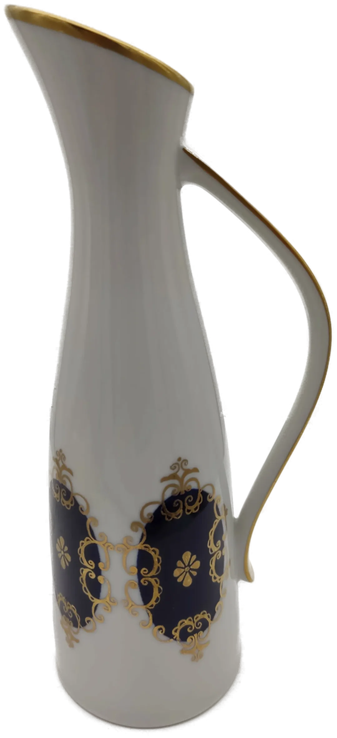 Porzellan Vase Echt Kobalt mit Gold von GDR 1762 | Unikat Henkelvase aus Thüringen  – Bild 4