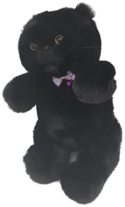 Schwarzer Plüschkater mit Schleife in Geschenkbox – HUIJUFU - Bild 4