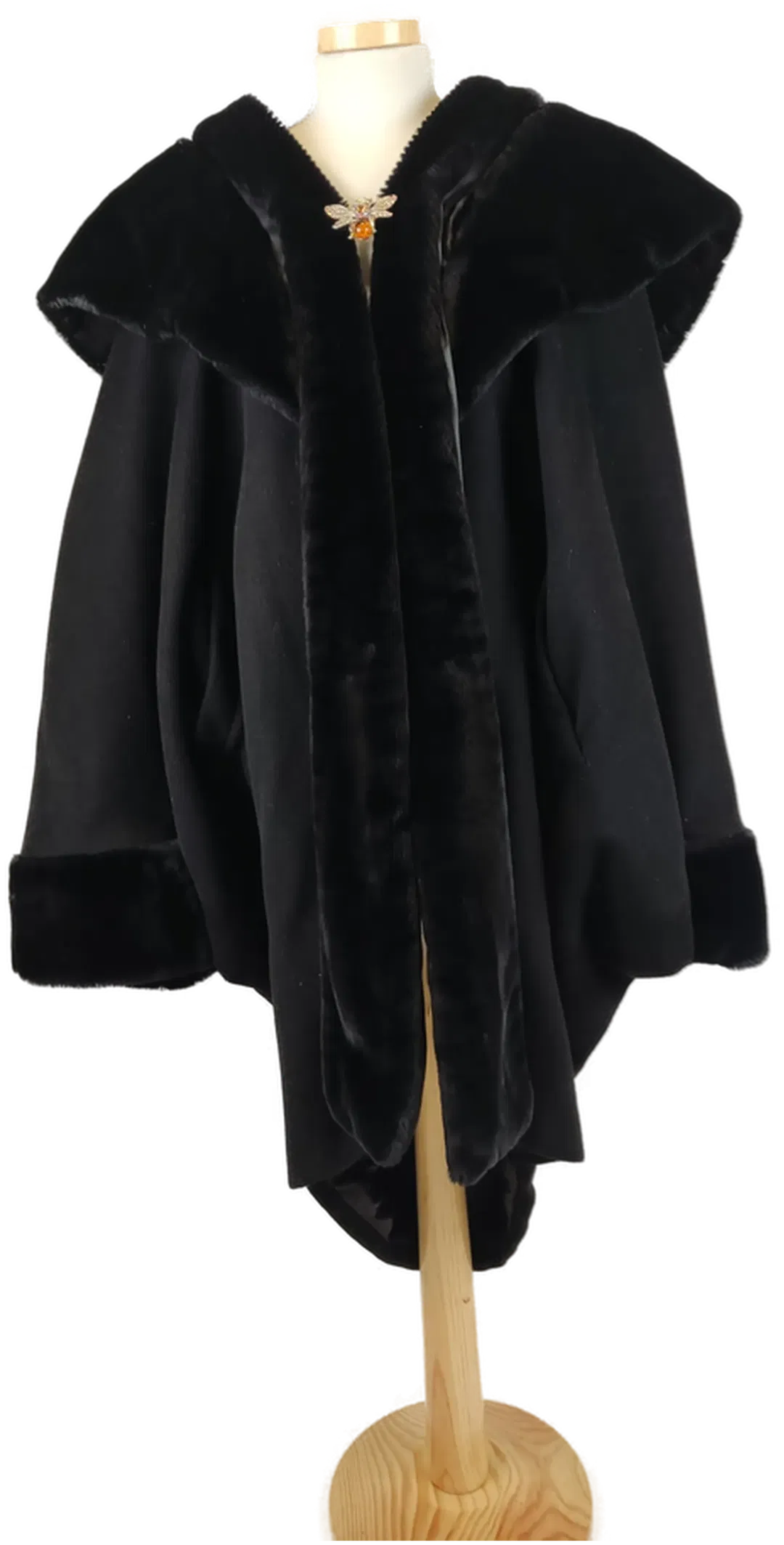 Erreuno Vintage Damen Wintermantel/Cape schwarz - XL/42 - Bild 4